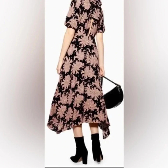 TOPSHOP Flowy Paisley Floral short Sleeve Midi Dress Sz 2 - Picture 3 of 16